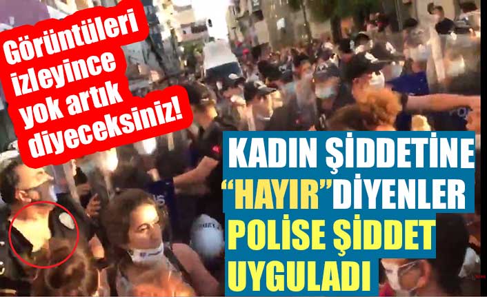 Kadın eylemciler polisin boğazını sıktı, hakaretler savurdu!