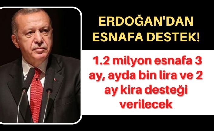 Erdoğan: 1.2 milyon esnafa 3 ay, ayda bin lira ve 2 ay kira desteği verilecek