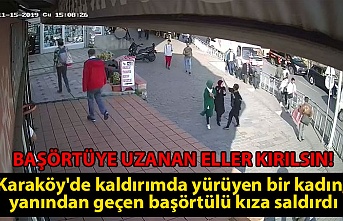 Karaköy'de kaldırımda yürüyen bir kadın, yanından geçen başörtülü kıza saldırdı