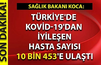 Türkiye'de Kovid-19'dan iyileşen hasta sayısı 10 bin 453'e ulaştı