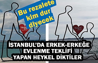 İstanbul’da erkek-erkeğe evlenme teklifi  yapan heykel diktiler