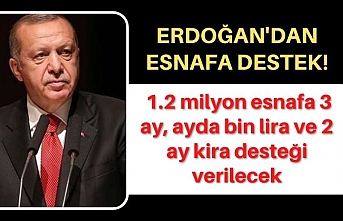 Erdoğan: 1.2 milyon esnafa 3 ay, ayda bin lira ve 2 ay kira desteği verilecek